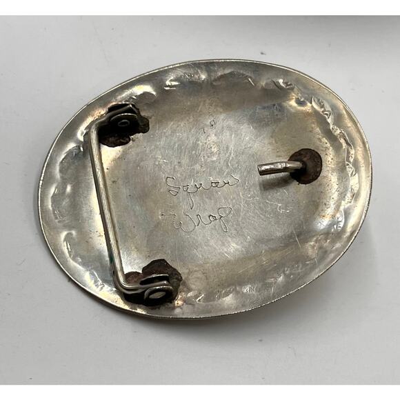 Squaw Wrap Vintage Native American Turquoise Coral Buffalo Nickel Belt Buckle - Picture 6 of 8